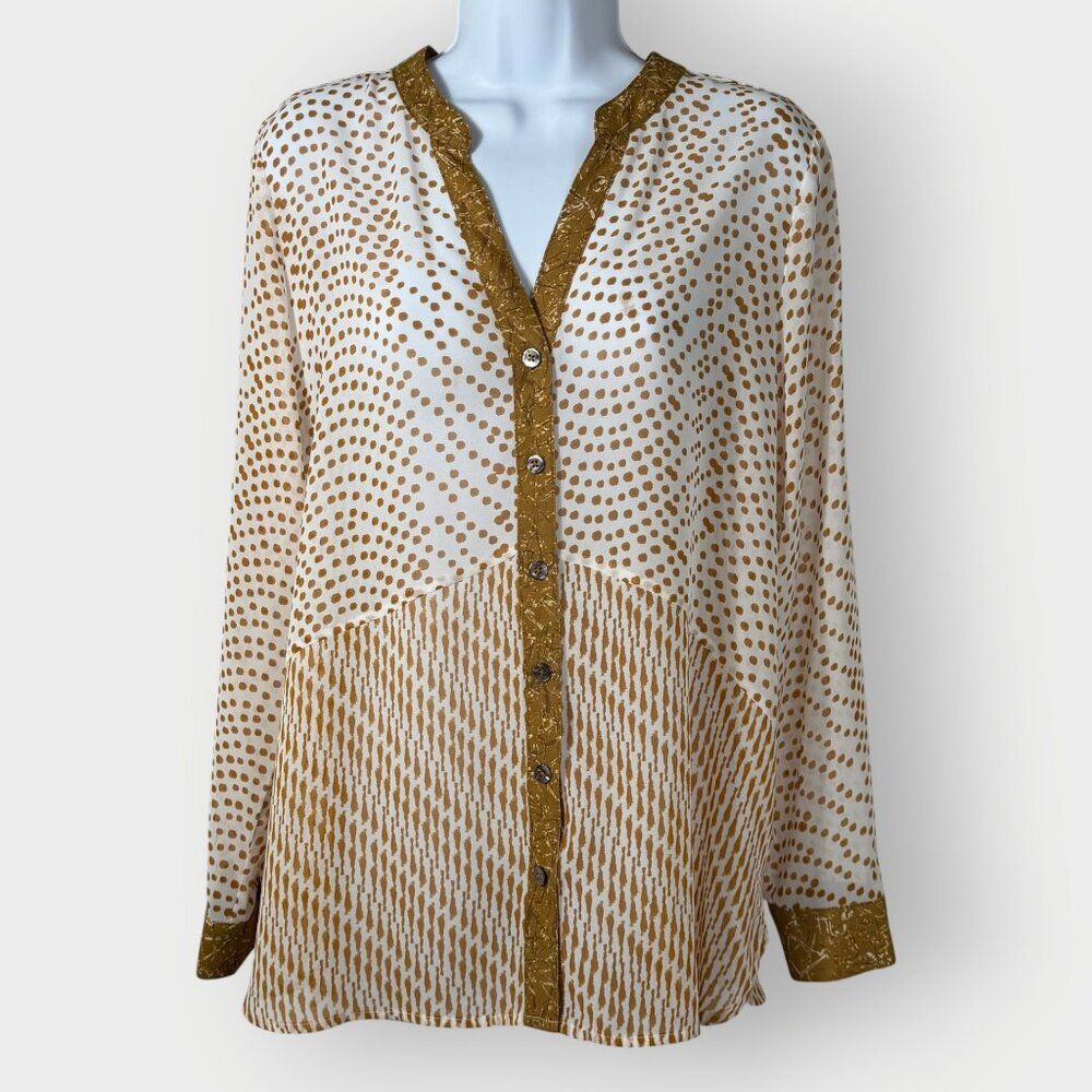 Soft Surroundings Womens Eliza Blouse | M | Chiffon Sheer | Career